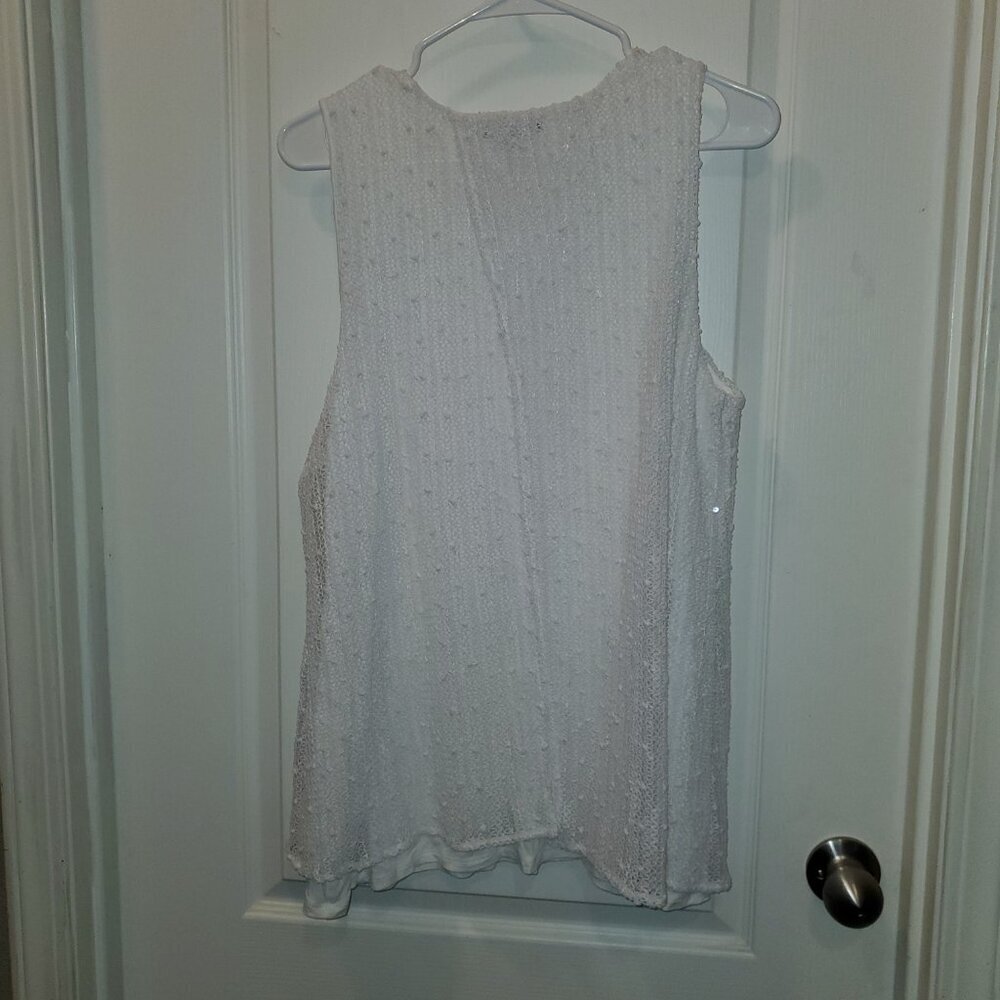 Alfani White Sleeveless Crochet Textured Knit Tank Top – Large - Picture 8 of 9